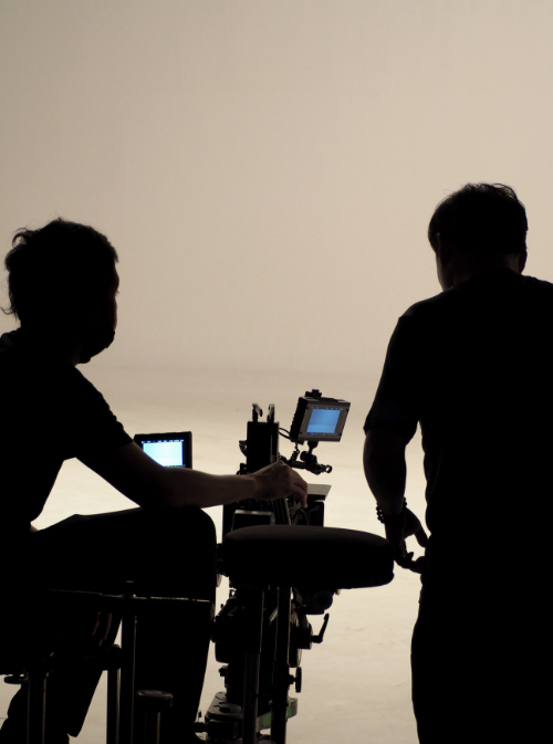 Two movie directors on set